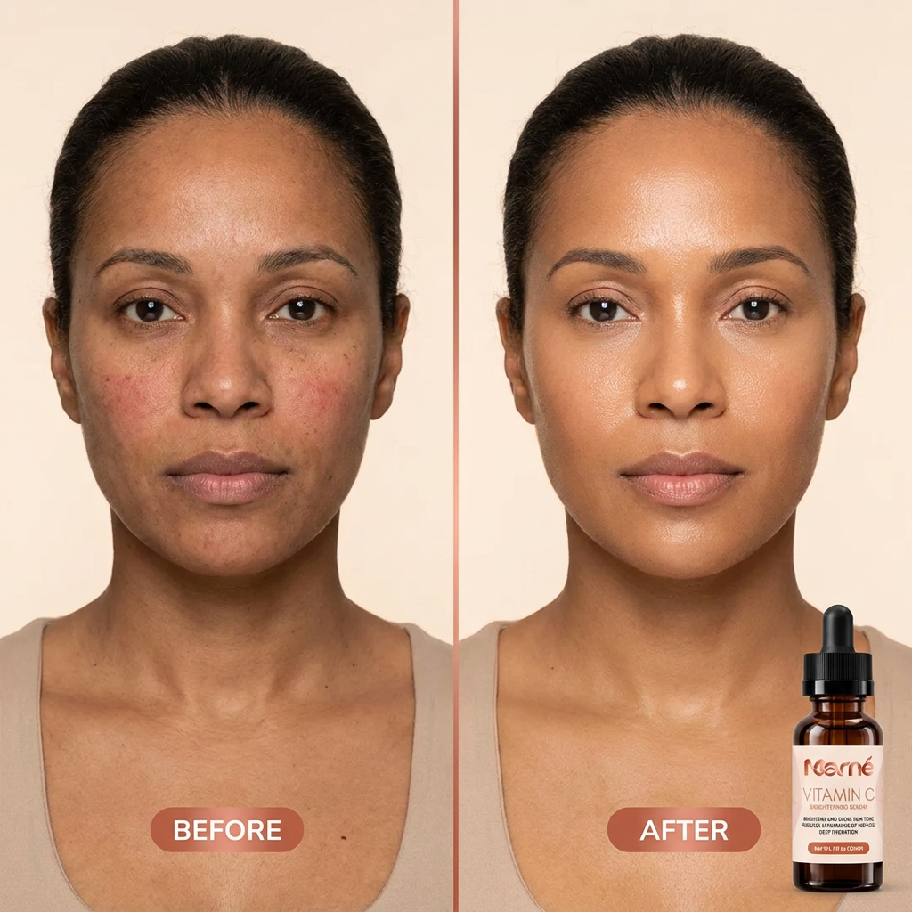 Before and after comparison of the face and neck