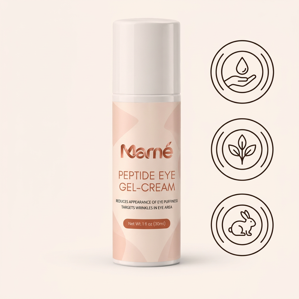 Marné Peptide Eye Gel-Cream with hydration, plant-based and cruelty-free icons